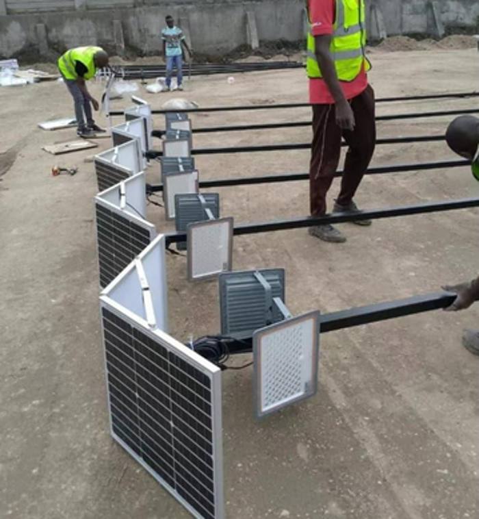 Solar floodlight installation in Joska