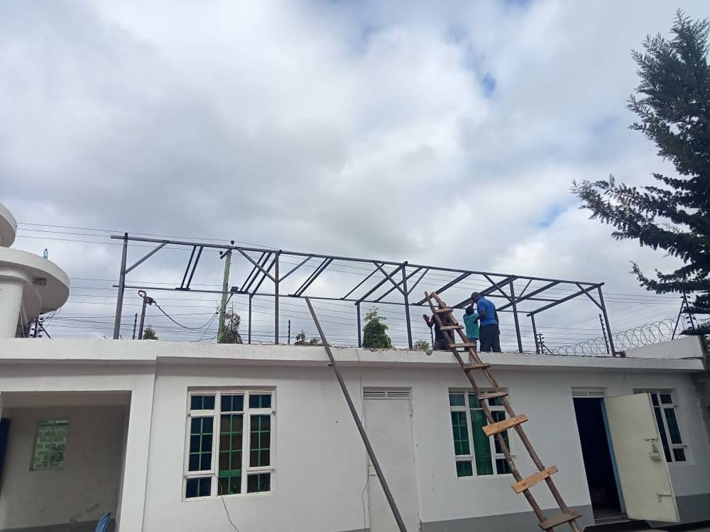 Elevated solar carport structure at Mvule Court, Sabaki